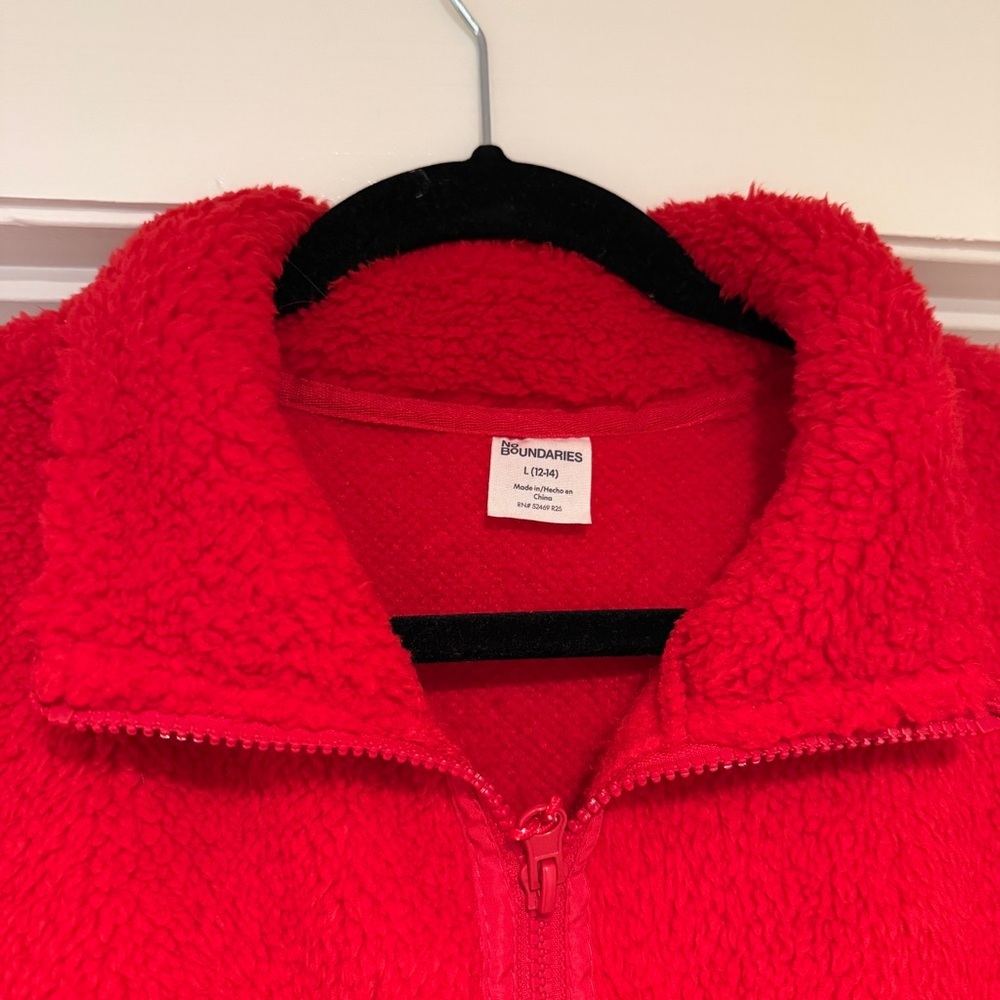 No Boundaries Red Sherpa Fleece Half-Zip Pullover — Size L - Picture 2 of 5